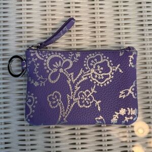 Vera Bradley Outlet Zip ID Case Cotswolds Dahlia Purple Pattern, Faux Leather